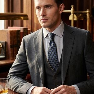 MENS BLUE AND BLACK TIE BY THE RACK ENGLAND